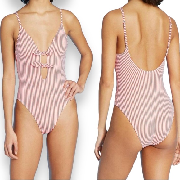 Xhilaration Bow Ties Red And White One Piece Swimsuit Size Large - Picture 5 of 5